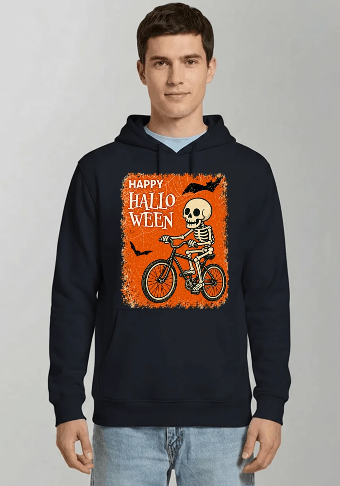 halloween skelett fahrrad t shirt lustiges radfahrer spuk shirt kapuzenpullover navy