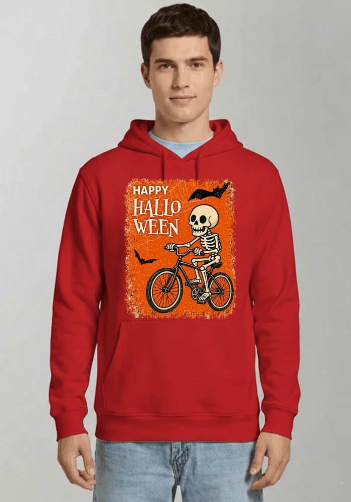 halloween skelett fahrrad t shirt lustiges radfahrer spuk shirt kapuzenpullover red