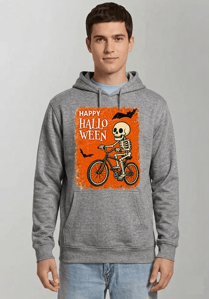 halloween skelett fahrrad t shirt lustiges radfahrer spuk shirt kapuzenpullover sport grey