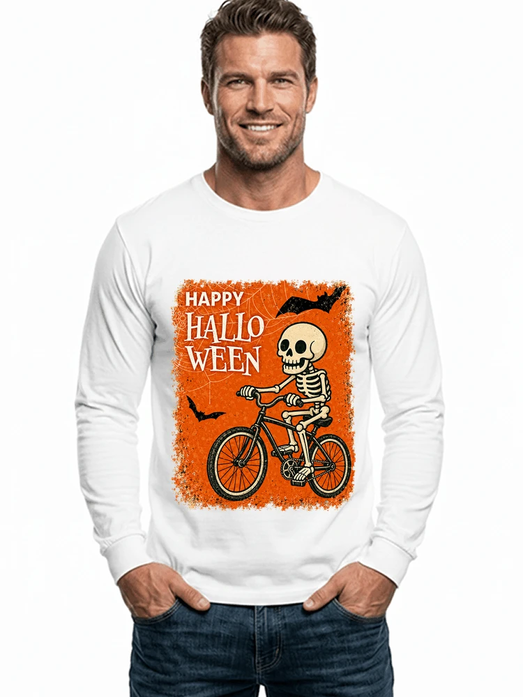halloween skelett fahrrad t shirt lustiges radfahrer spuk shirt langarmshirt white