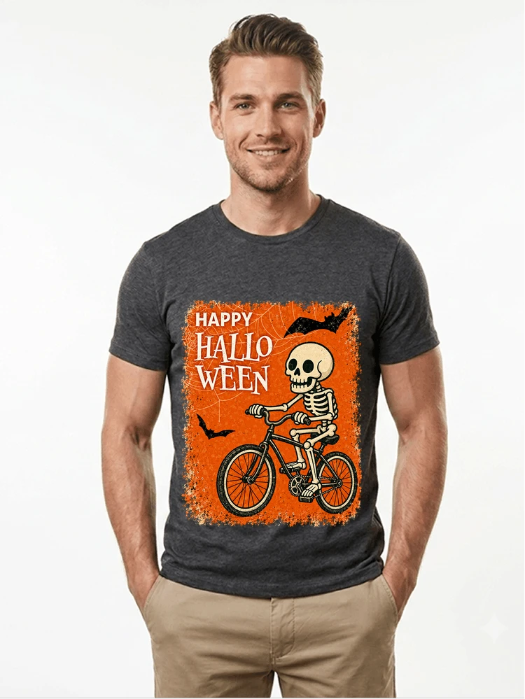halloween skelett fahrrad t shirt lustiges radfahrer spuk shirt t shirt anthracite melange