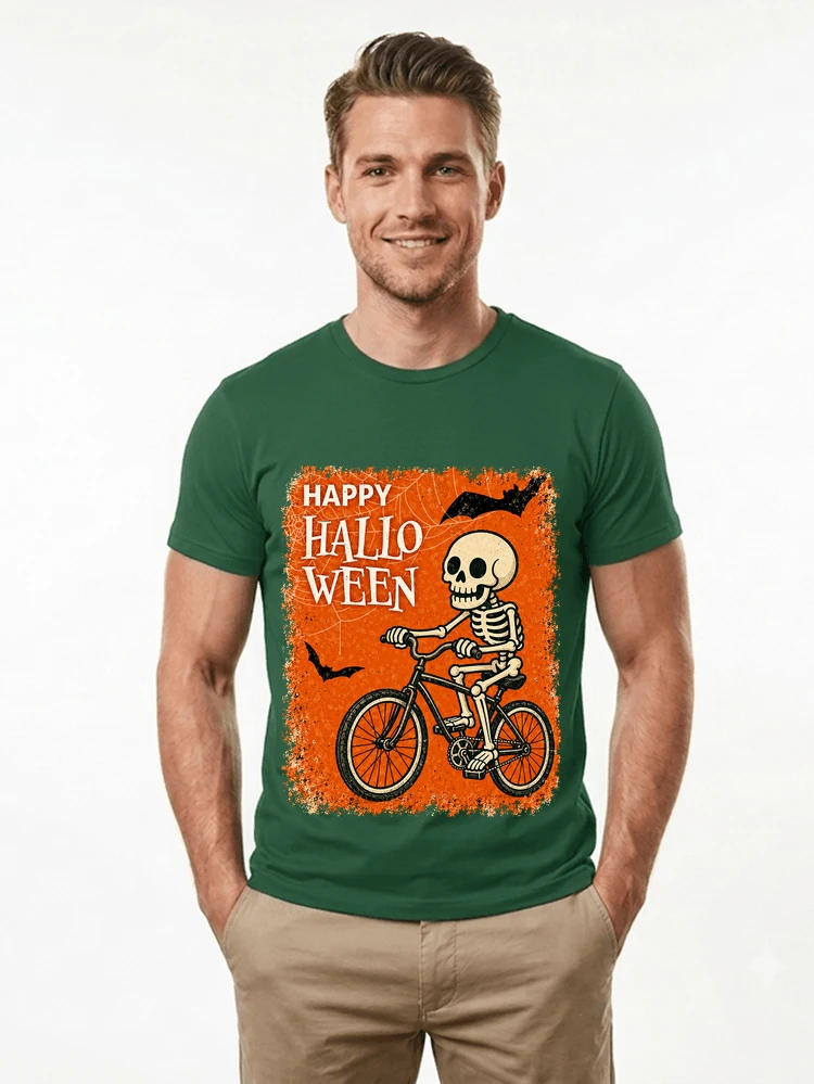 halloween skelett fahrrad t shirt lustiges radfahrer spuk shirt t shirt forest green