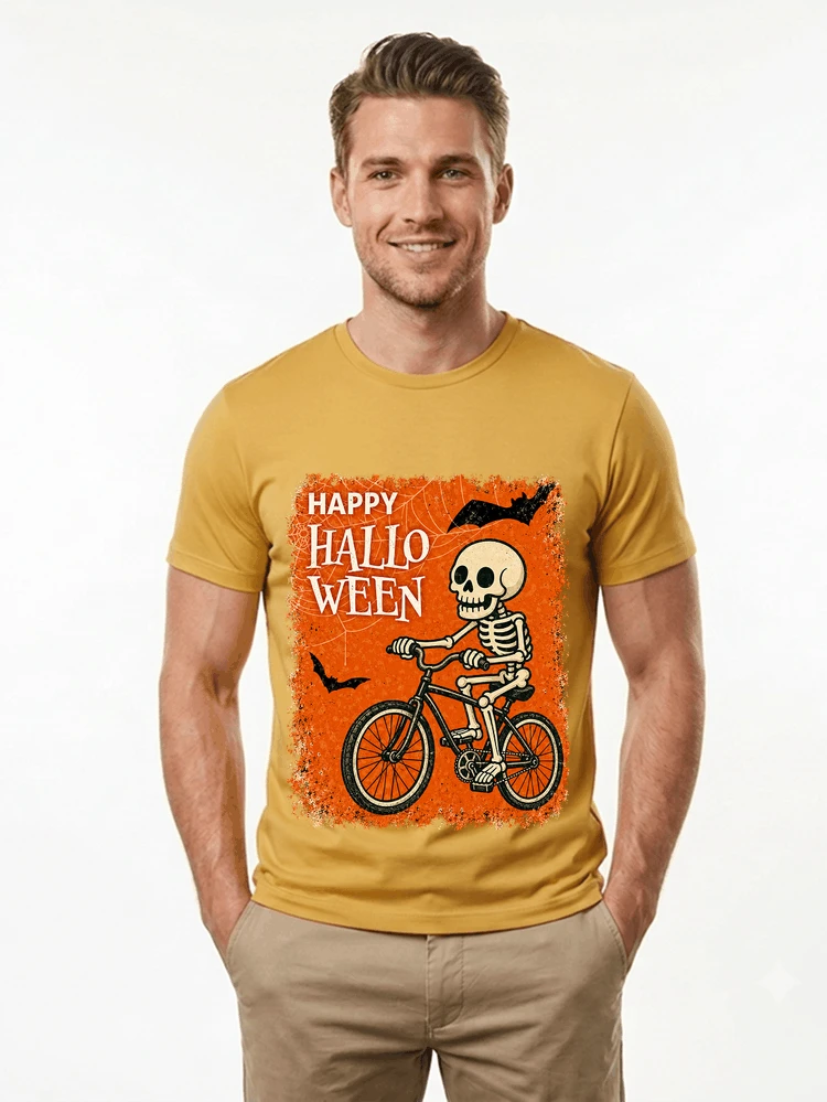 halloween skelett fahrrad t shirt lustiges radfahrer spuk shirt t shirt gold
