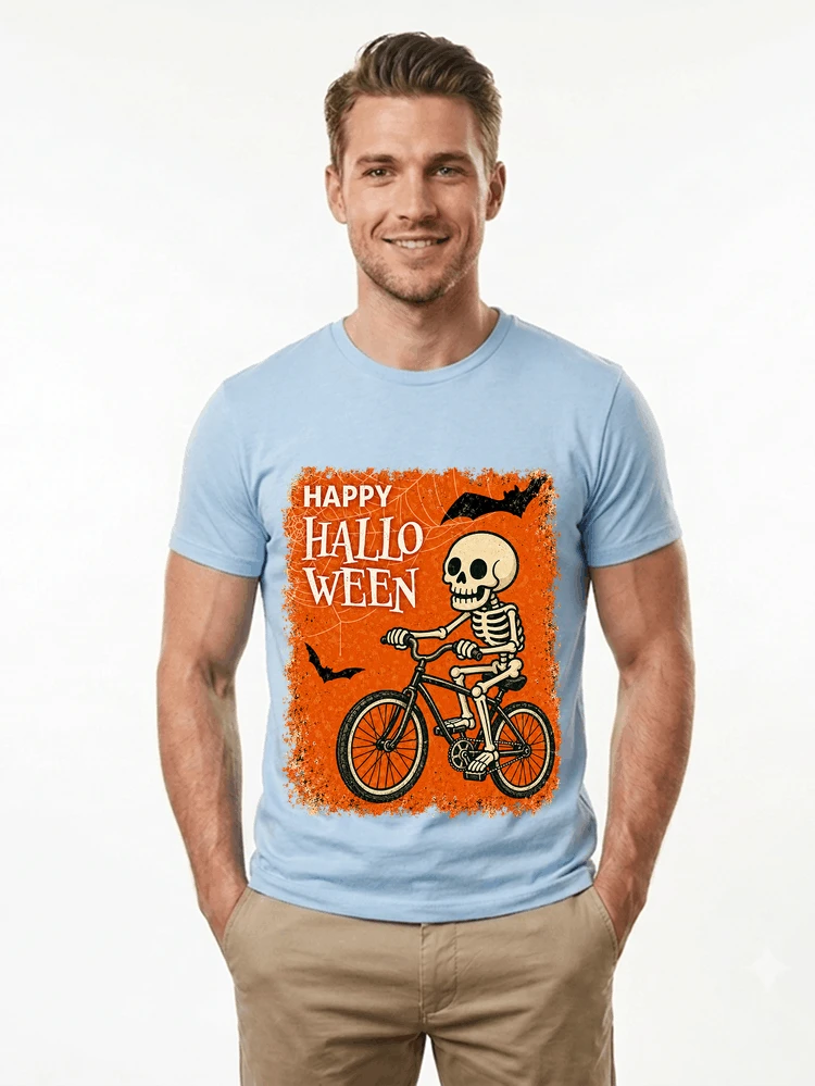halloween skelett fahrrad t shirt lustiges radfahrer spuk shirt t shirt light blue