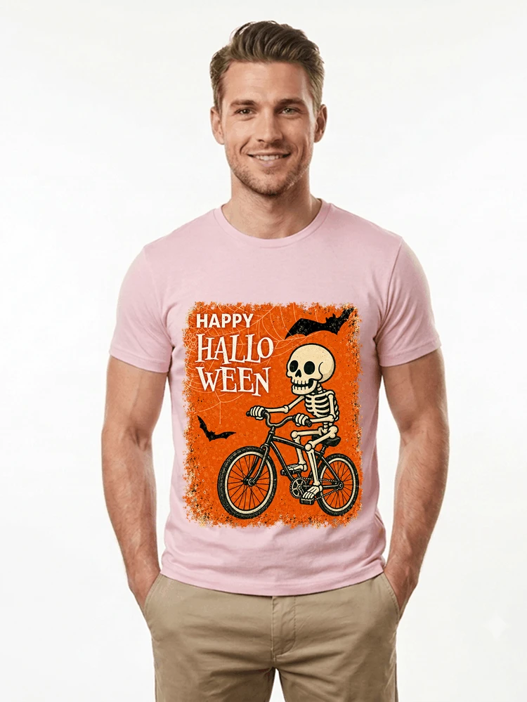 halloween skelett fahrrad t shirt lustiges radfahrer spuk shirt t shirt light pink