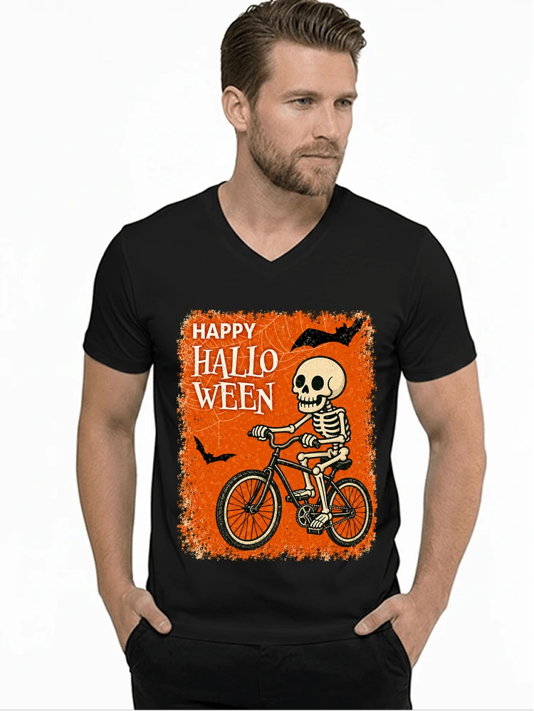 halloween skelett fahrrad t shirt lustiges radfahrer spuk shirt t shirt mit v ausschnitt black