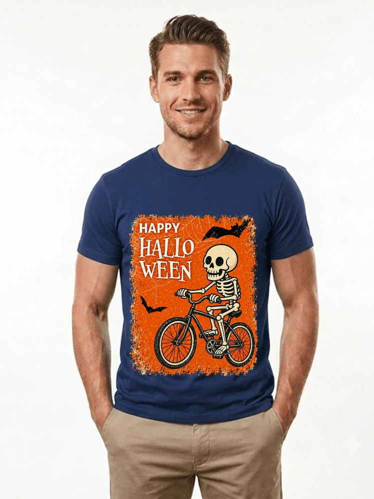 halloween skelett fahrrad t shirt lustiges radfahrer spuk shirt t shirt navy
