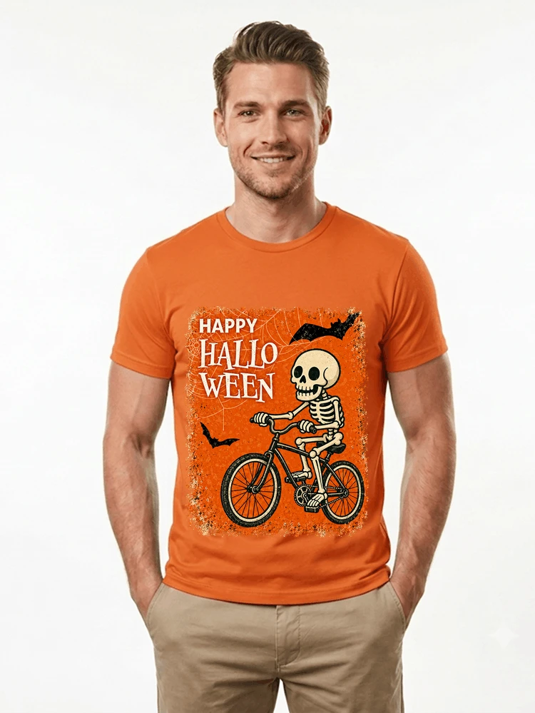 halloween skelett fahrrad t shirt lustiges radfahrer spuk shirt t shirt orange
