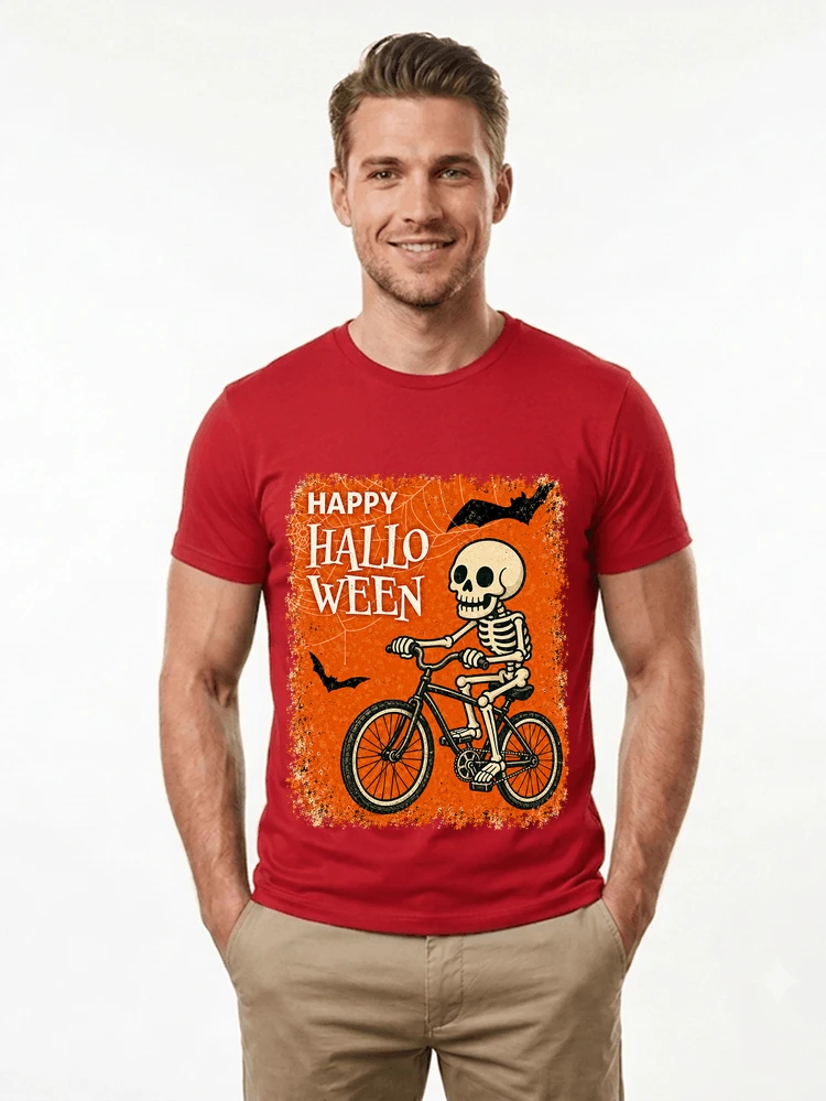 halloween skelett fahrrad t shirt lustiges radfahrer spuk shirt t shirt red