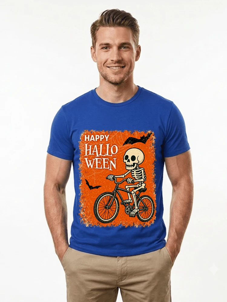 halloween skelett fahrrad t shirt lustiges radfahrer spuk shirt t shirt royal blue