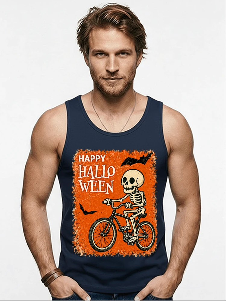 halloween skelett fahrrad t shirt lustiges radfahrer spuk shirt tanktop navy