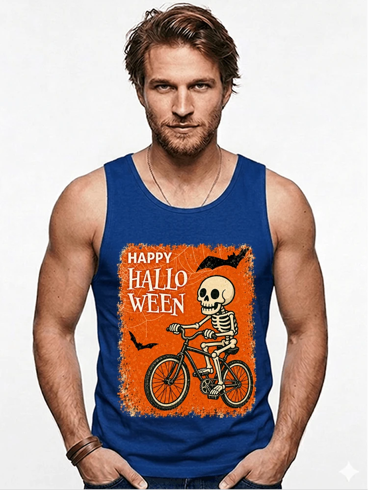 halloween skelett fahrrad t shirt lustiges radfahrer spuk shirt tanktop royal blue