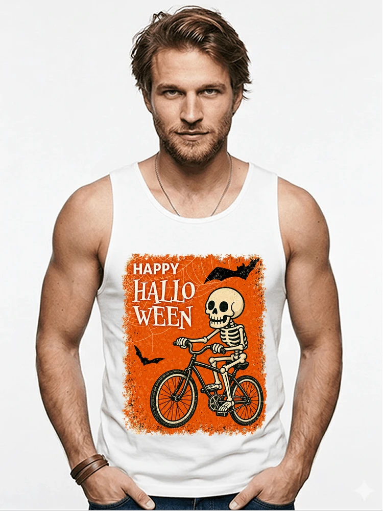 halloween skelett fahrrad t shirt lustiges radfahrer spuk shirt tanktop white