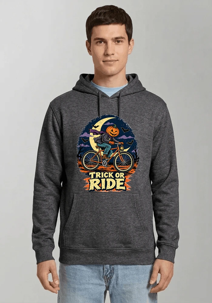 halloween trick or ride fahrrad outfit kapuzenpullover anthracite melange