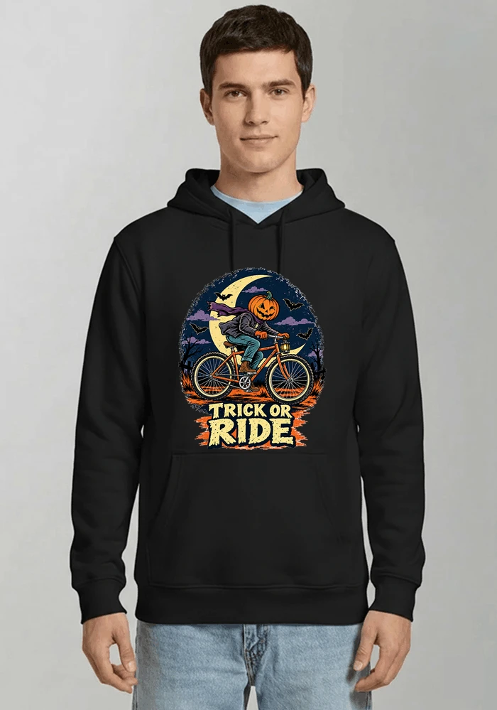 halloween trick or ride fahrrad outfit kapuzenpullover black