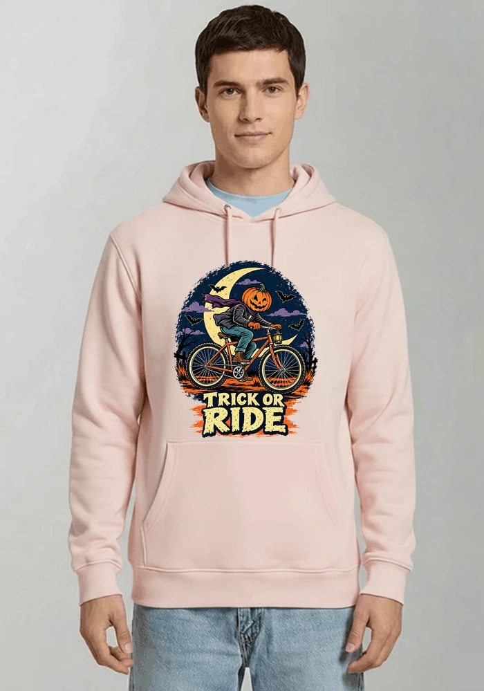 halloween trick or ride fahrrad outfit kapuzenpullover light pink