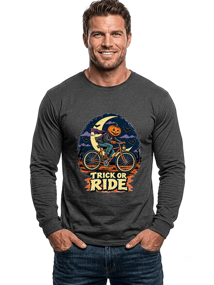 halloween trick or ride fahrrad outfit langarmshirt anthracite melange
