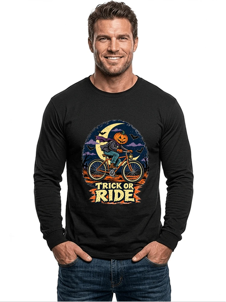 halloween trick or ride fahrrad outfit langarmshirt black