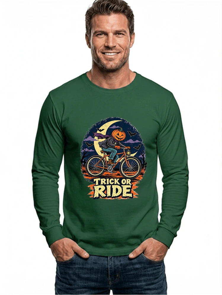 halloween trick or ride fahrrad outfit langarmshirt forest green