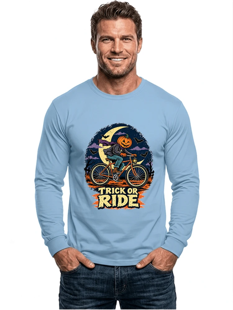 halloween trick or ride fahrrad outfit langarmshirt light blue