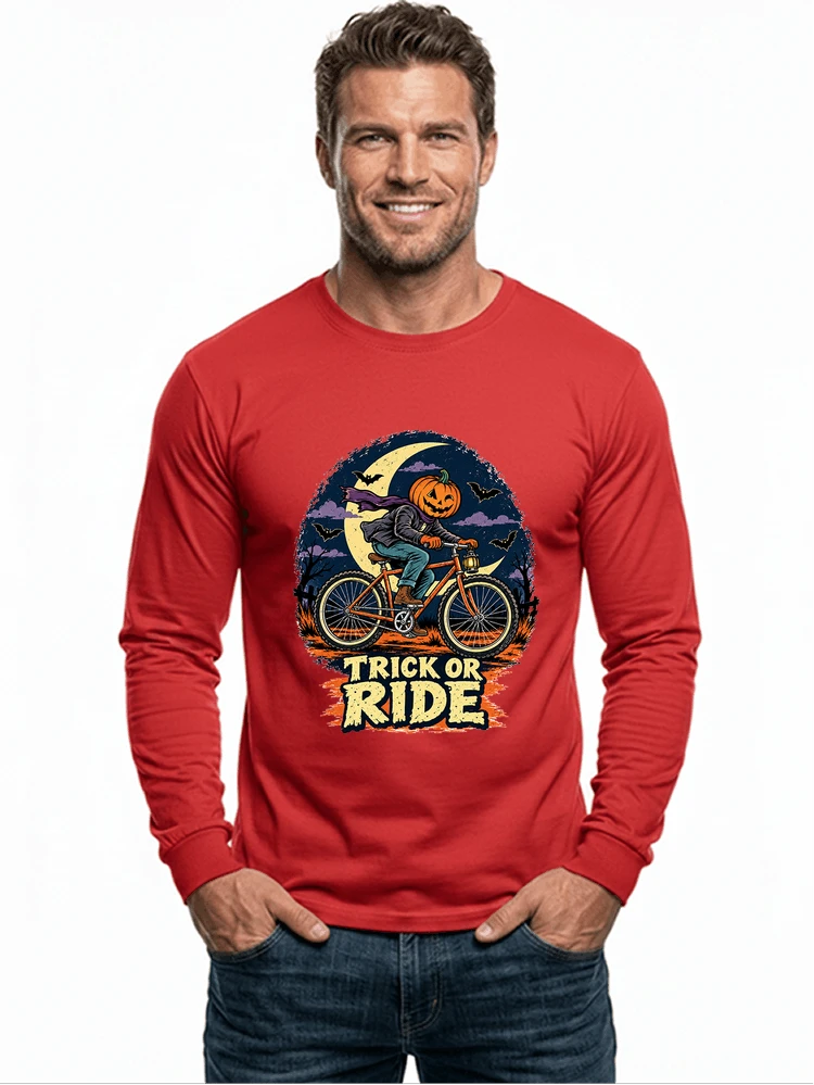 halloween trick or ride fahrrad outfit langarmshirt red