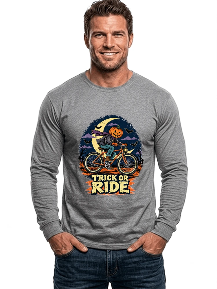 halloween trick or ride fahrrad outfit langarmshirt sport grey