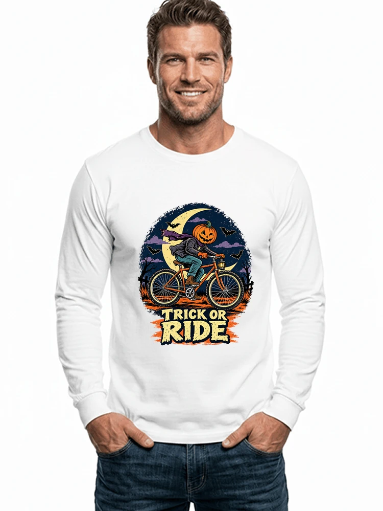 halloween trick or ride fahrrad outfit langarmshirt white