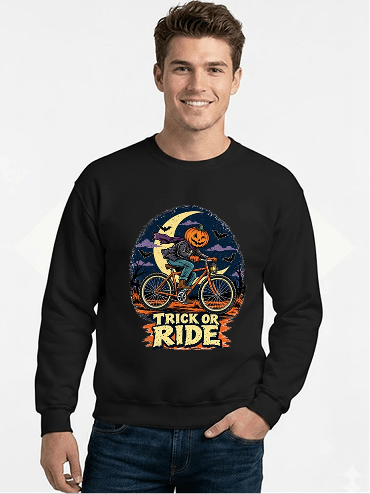 halloween trick or ride fahrrad outfit sweatshirt mit rundhalsausschnitt black