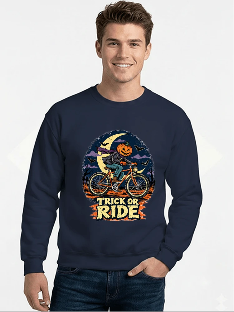 halloween trick or ride fahrrad outfit sweatshirt mit rundhalsausschnitt navy