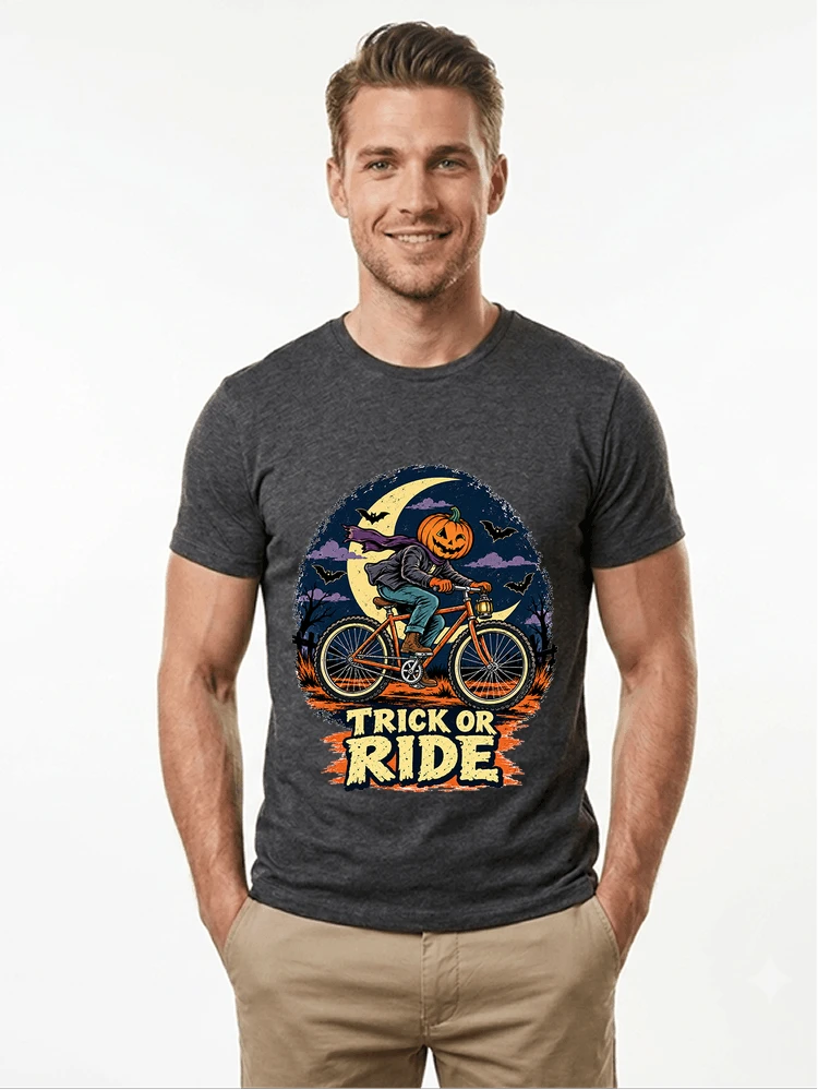 halloween trick or ride fahrrad outfit t shirt anthracite melange