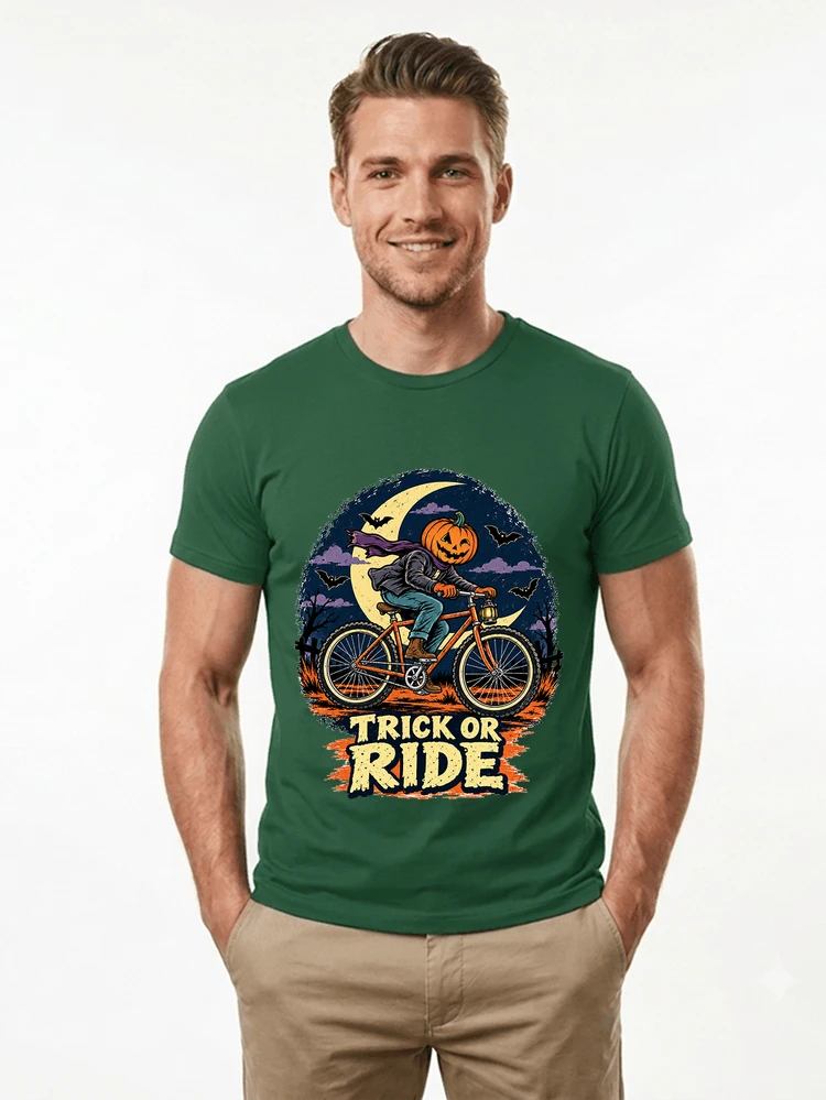 halloween trick or ride fahrrad outfit t shirt forest green