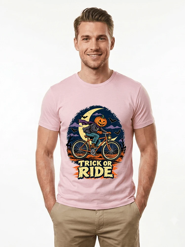 halloween trick or ride fahrrad outfit t shirt light pink