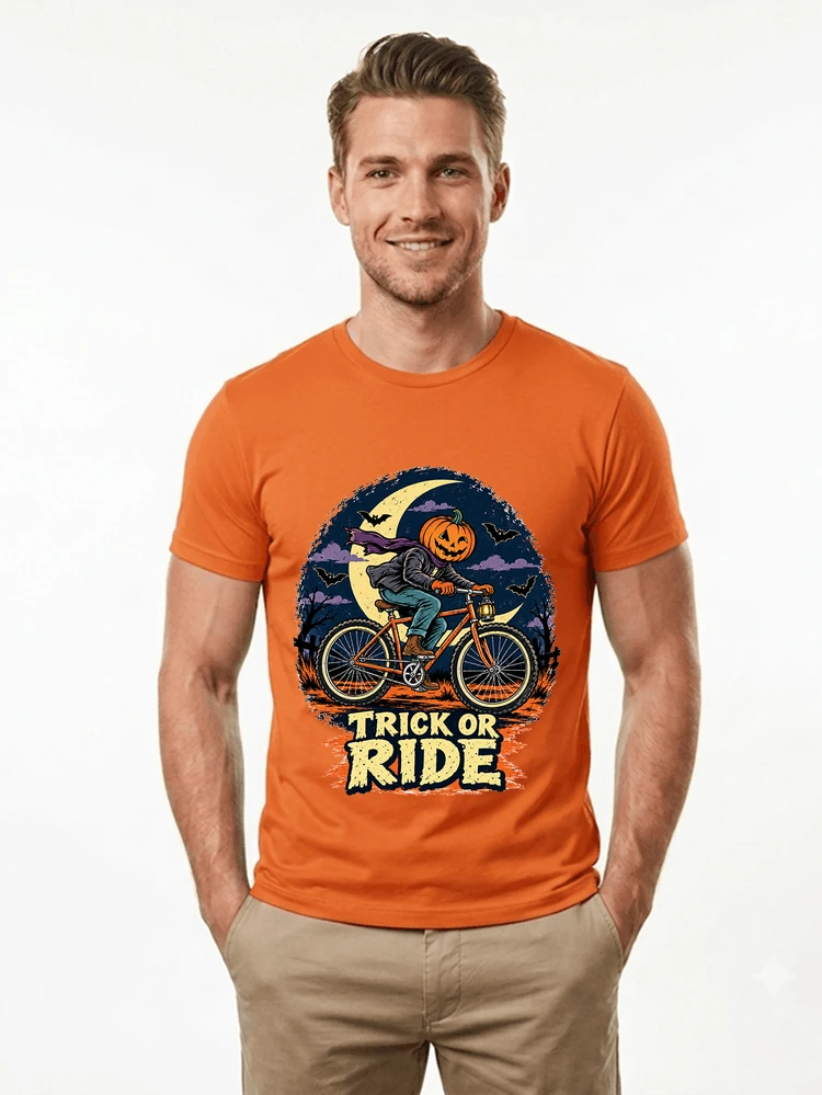 halloween trick or ride fahrrad outfit t shirt orange