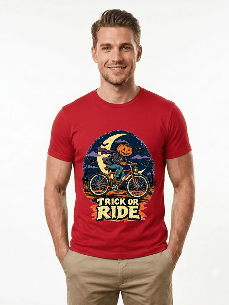 halloween trick or ride fahrrad outfit t shirt red