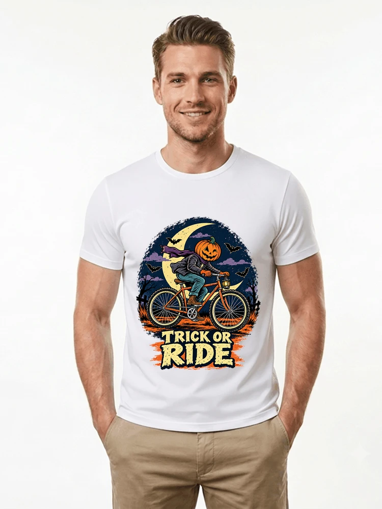 halloween trick or ride fahrrad outfit t shirt white