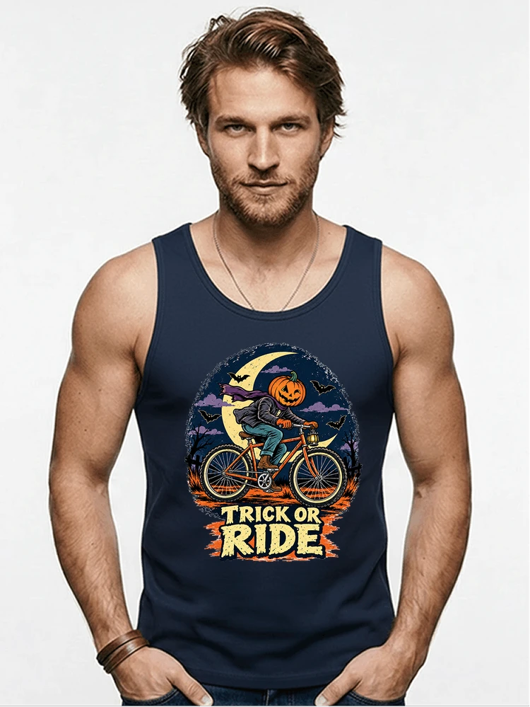 halloween trick or ride fahrrad outfit tanktop navy