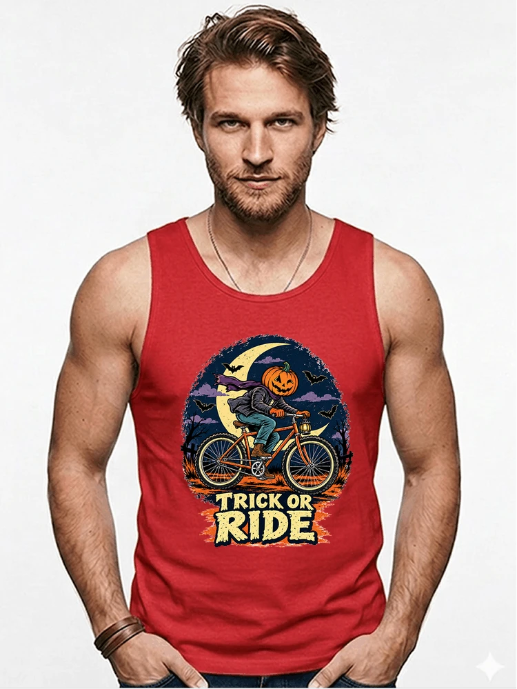 halloween trick or ride fahrrad outfit tanktop red