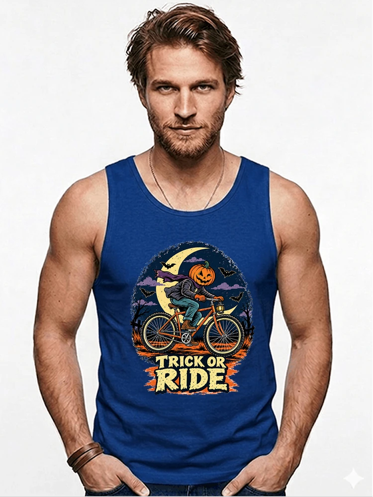 halloween trick or ride fahrrad outfit tanktop royal blue