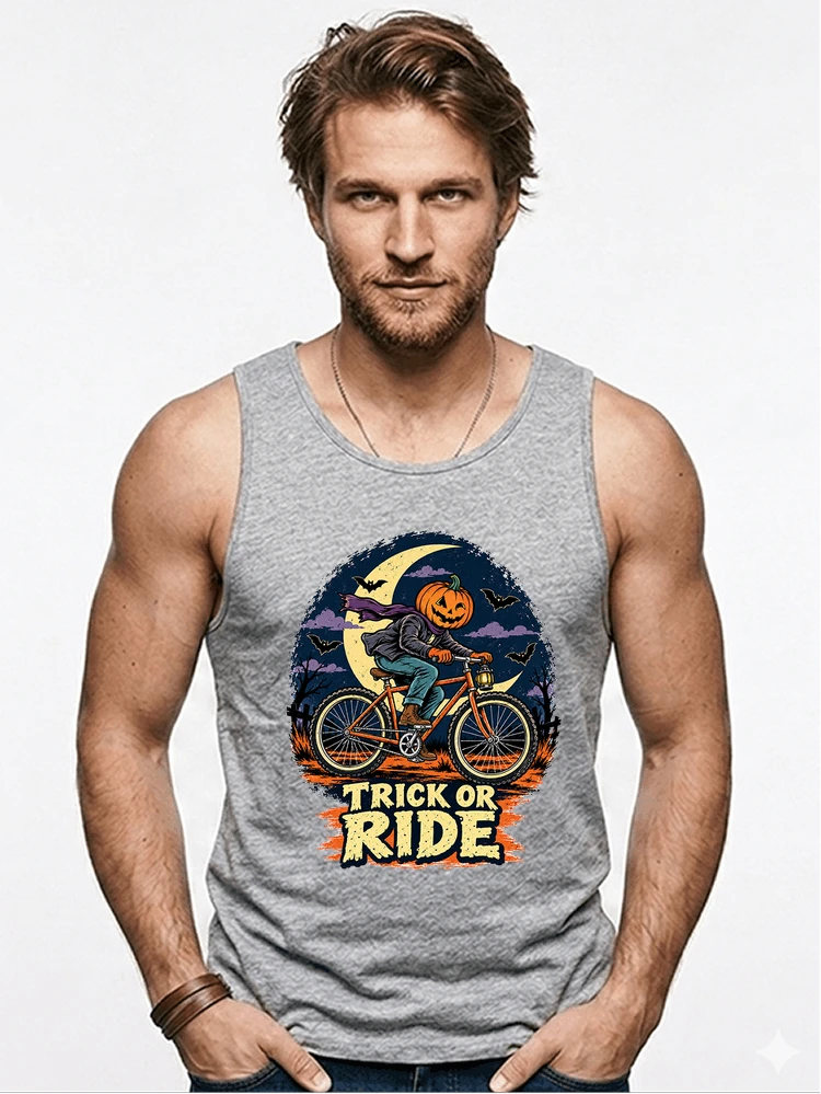 halloween trick or ride fahrrad outfit tanktop sport grey