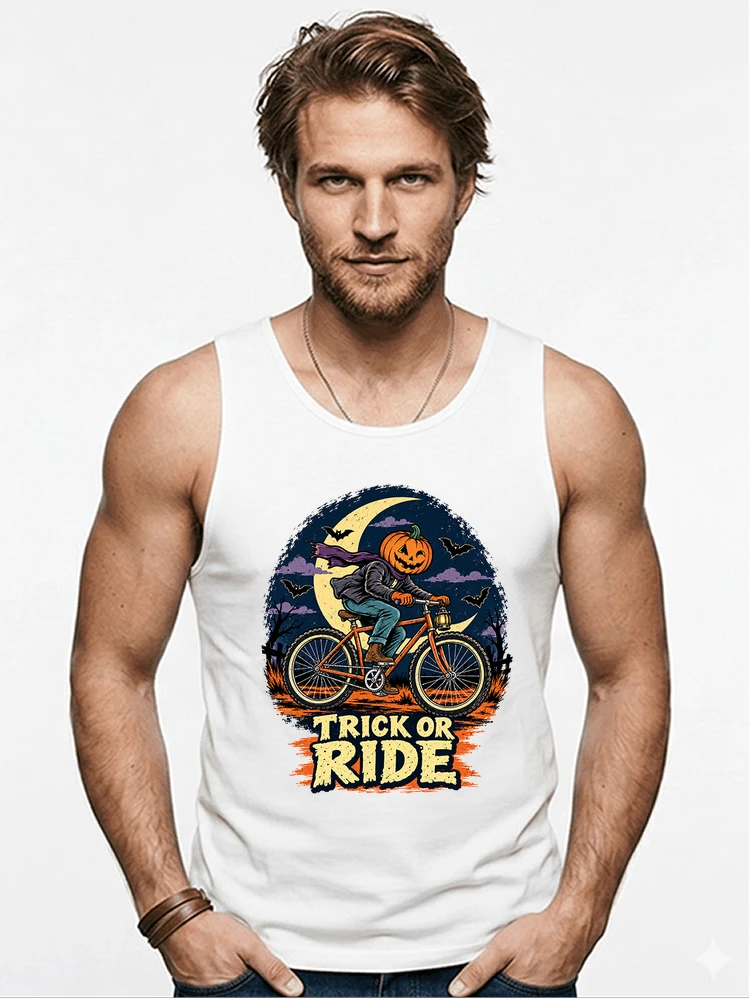 halloween trick or ride fahrrad outfit tanktop white
