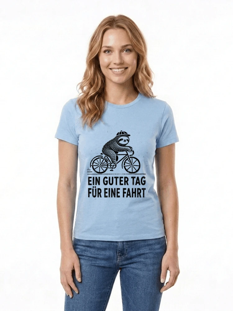 herren damen t shirt fahrrad mit faultier geschenk fr radfahrer damen t shirt light blue