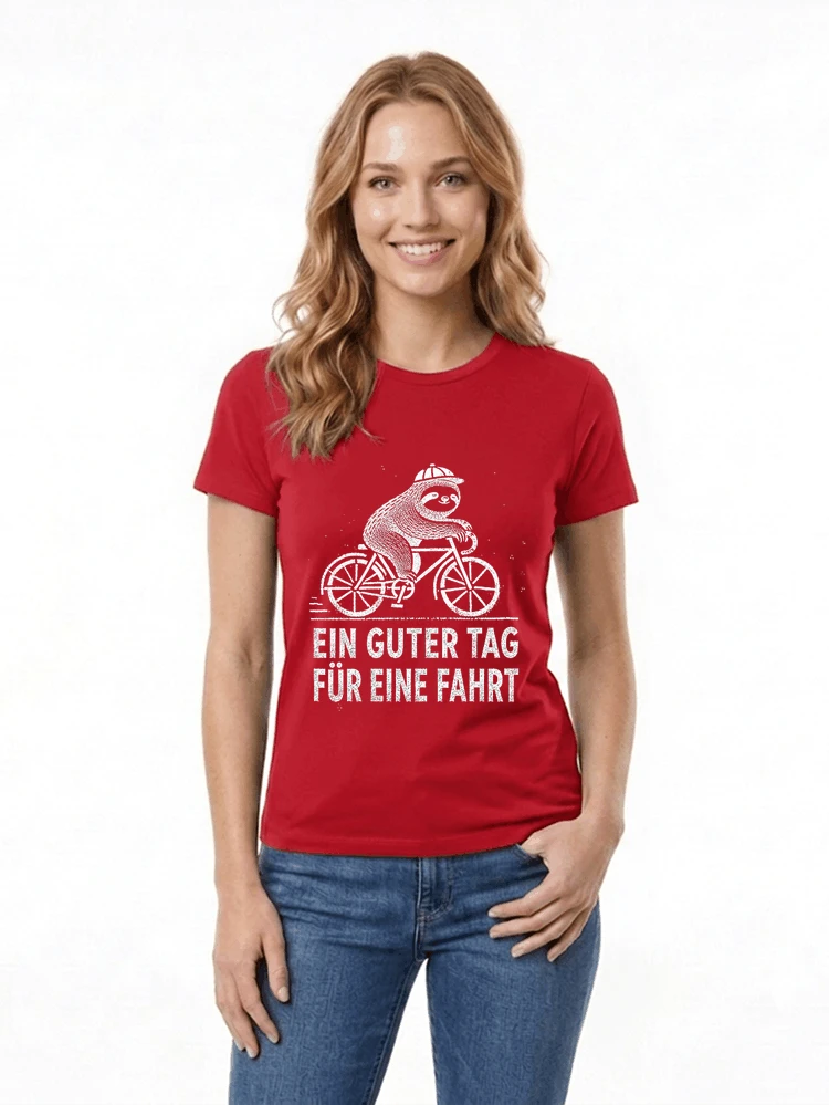 herren damen t shirt fahrrad mit faultier geschenk fr radfahrer damen t shirt red