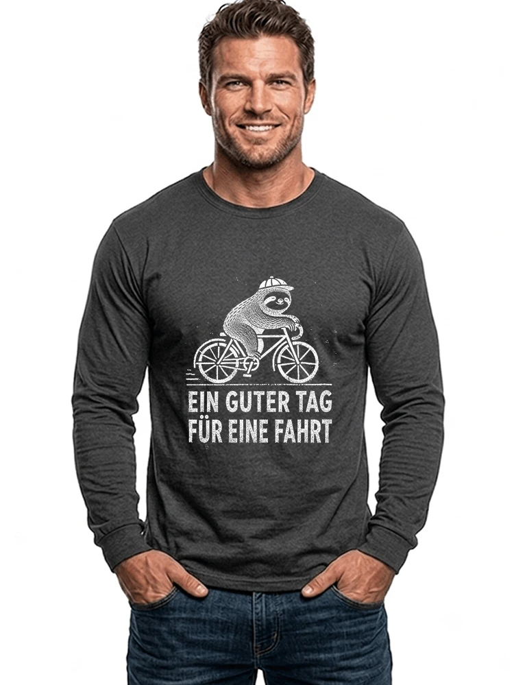 herren damen t shirt fahrrad mit faultier geschenk fr radfahrer langarmshirt anthracite melange