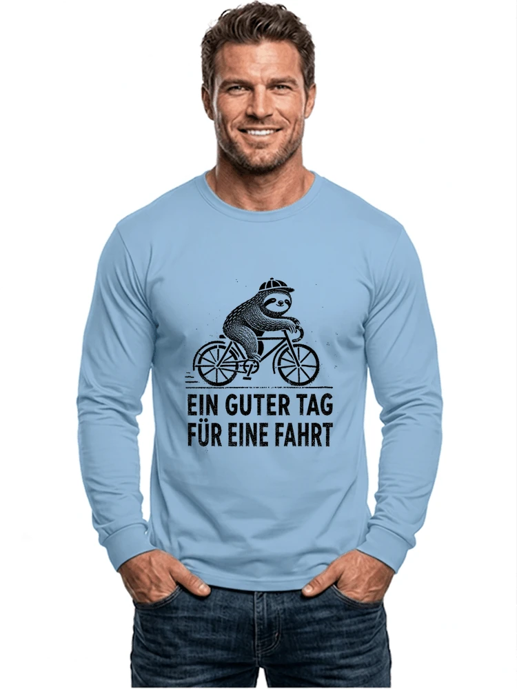 herren damen t shirt fahrrad mit faultier geschenk fr radfahrer langarmshirt light blue
