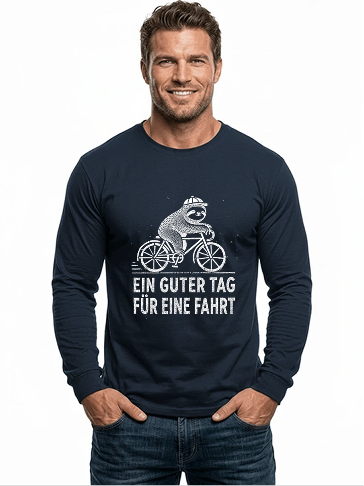 herren damen t shirt fahrrad mit faultier geschenk fr radfahrer langarmshirt navy