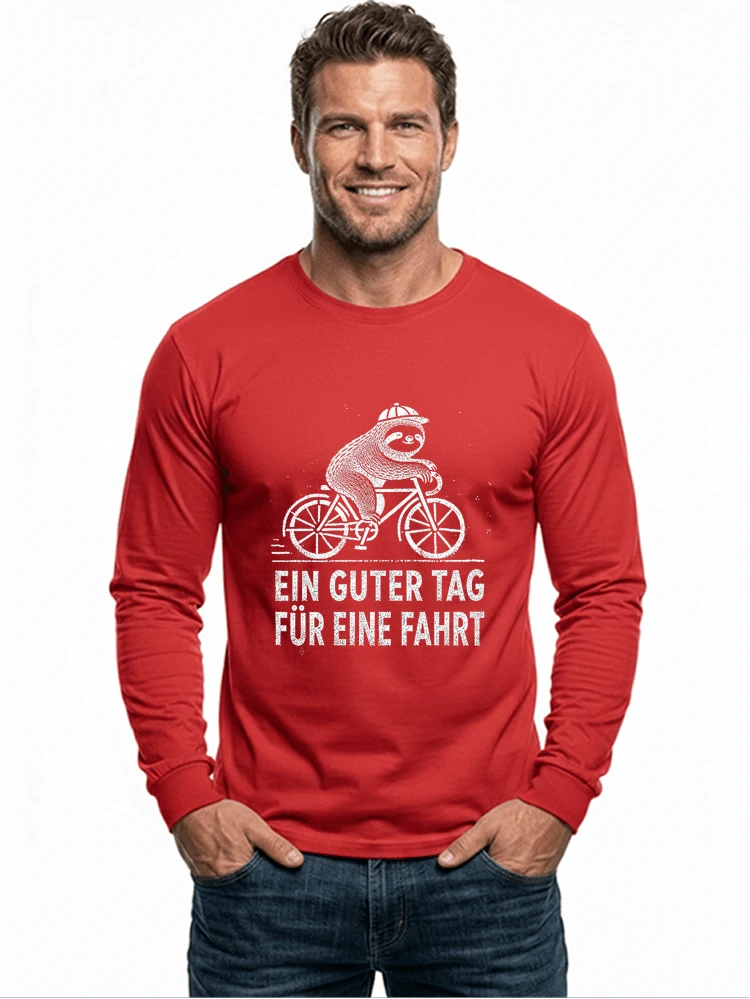 herren damen t shirt fahrrad mit faultier geschenk fr radfahrer langarmshirt red