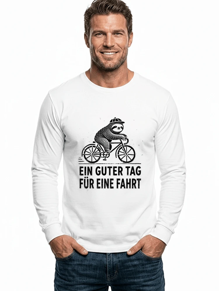 herren damen t shirt fahrrad mit faultier geschenk fr radfahrer langarmshirt white