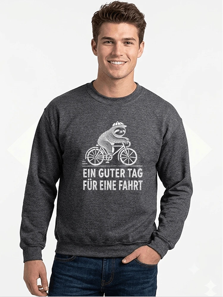 herren damen t shirt fahrrad mit faultier geschenk fr radfahrer sweatshirt mit rundhalsausschnitt anthracite melange