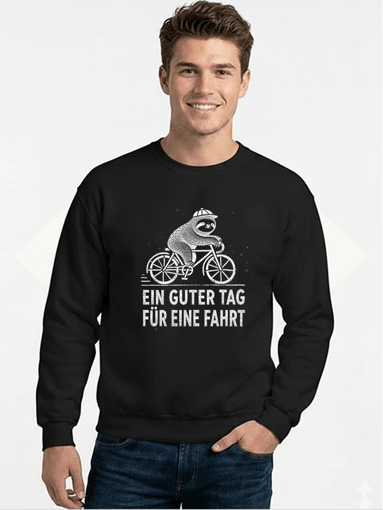herren damen t shirt fahrrad mit faultier geschenk fr radfahrer sweatshirt mit rundhalsausschnitt black