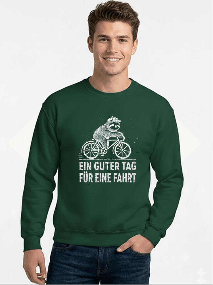 herren damen t shirt fahrrad mit faultier geschenk fr radfahrer sweatshirt mit rundhalsausschnitt forest green